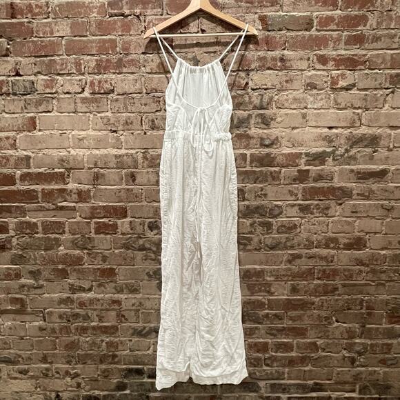 Jonathan Simkhai Serenity White Rayon/Nylon Halter Jumpsuit Size Small - Picture 9 of 13